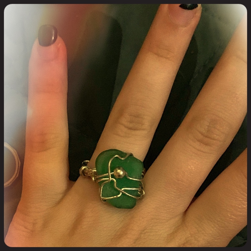 Artisan Green Sea Glass Ring